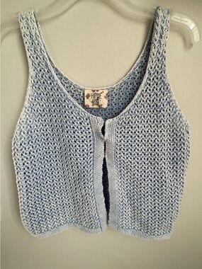 Hippie Rose Pale Blue Crochet Knit Tank